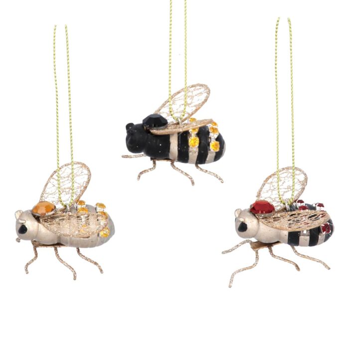 Gisela Graham - Bee Hanging Christmas Decorations x3
